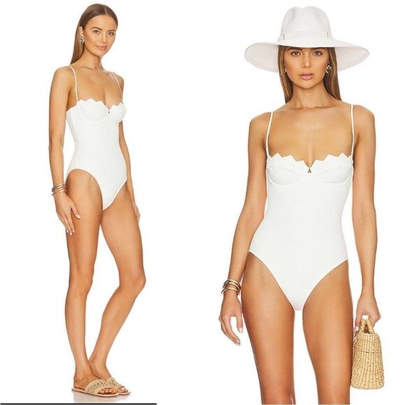 Vix Swimwear Imani Ivory Bustier Underwired Textured One Piece Swimsuit … - Picture 1 of 4